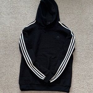 Adidas Black Hoodie with White Sleeve Stripes sz Large